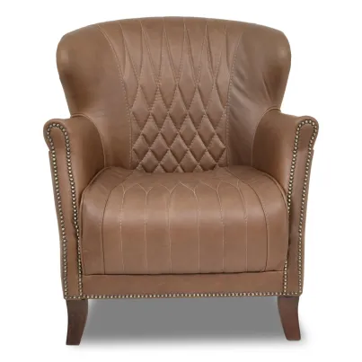 Poltrona West Couro Legítimo Pull Up | Design Vintage Matelassê 2