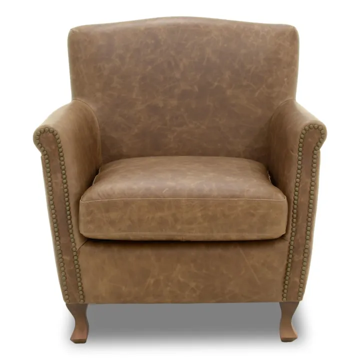 Poltrona Madison Couro Legítimo | Estilo Club Chair Compacta