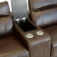 Sofá Reclinável Elétrico Corby U076 com 3 lugares + porta copo em Couro Legítimo - Idea Relax