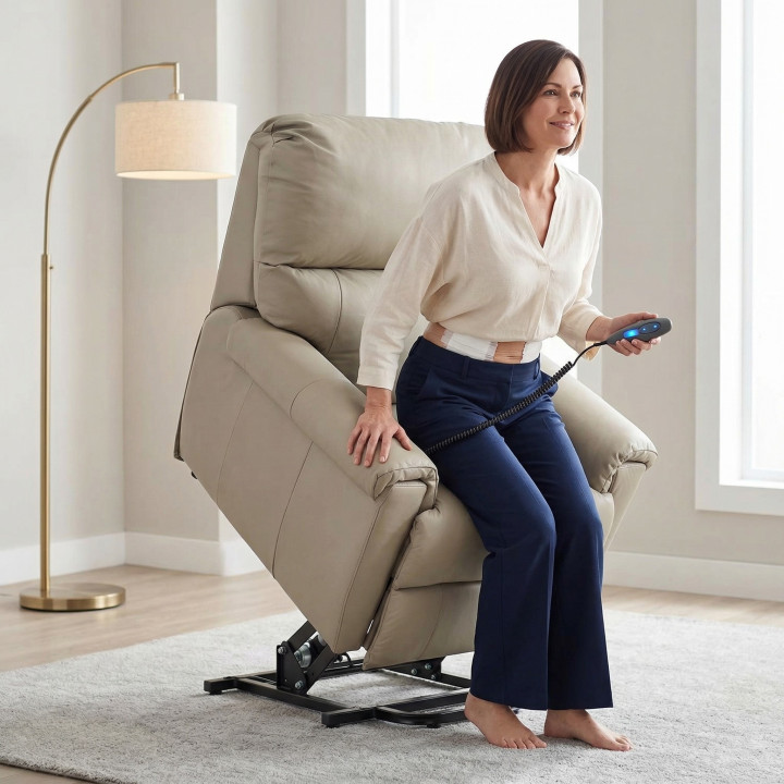 Poltrona Reclinável Alpha com LIFT - Couro Legítimo