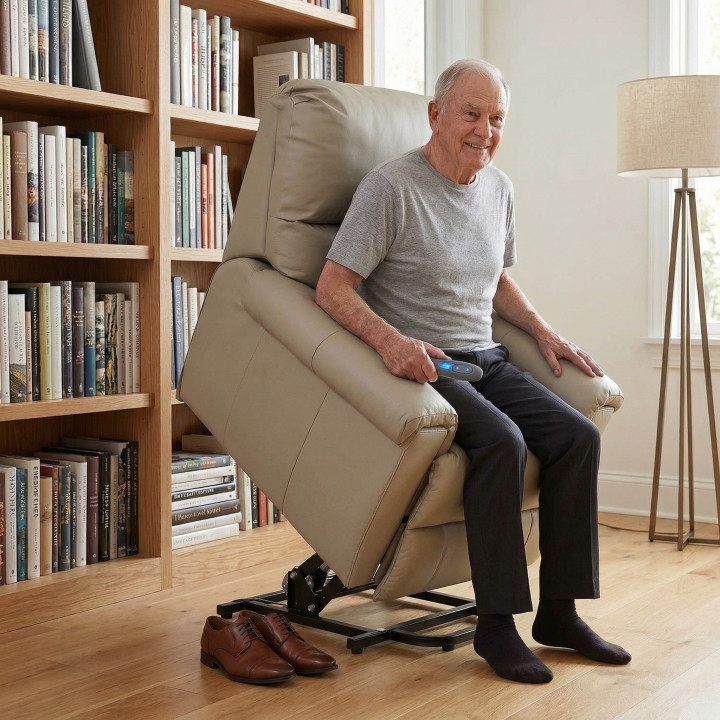 Poltrona Reclinável Alpha com LIFT - Couro Legítimo