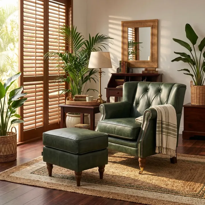 Poltrona London em Couro Legítimo | Design Compacto e Tachas