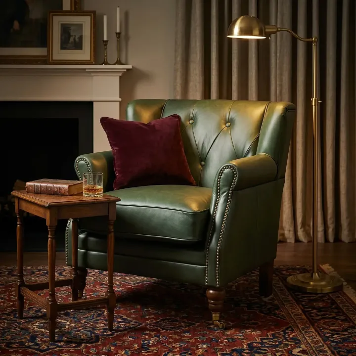 Poltrona London em Couro Legítimo | Design Compacto e Tachas