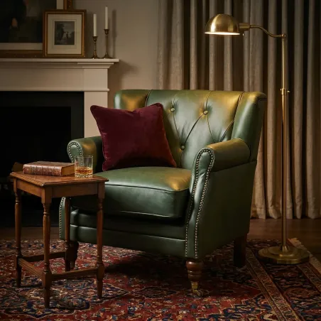 Poltrona London em Couro Legítimo | Design Compacto e Tachas