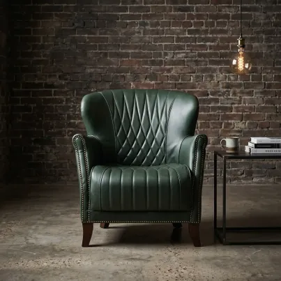 Poltrona West Couro Legítimo Pull Up | Design Vintage Matelassê 2