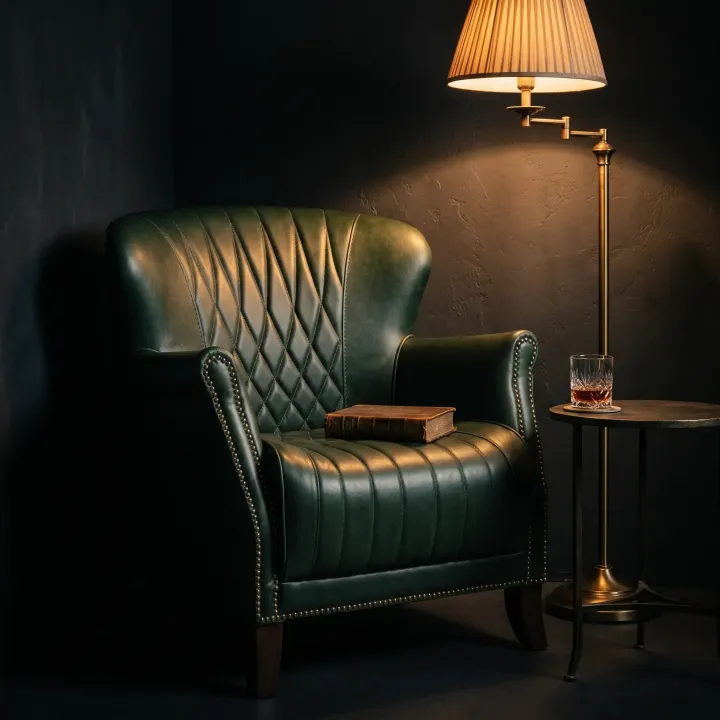 Poltrona West Couro Legítimo Pull Up | Design Vintage Matelassê