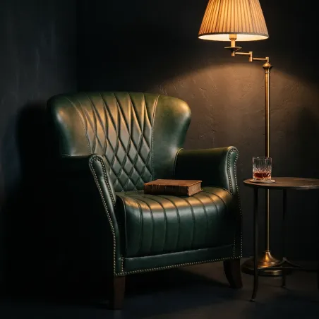 Poltrona West Couro Legítimo Pull Up | Design Vintage Matelassê