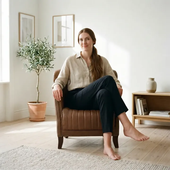 Poltrona West Couro Legítimo Pull Up | Design Vintage Matelassê