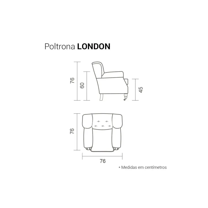 Poltrona London em Couro Legítimo | Design Compacto e Tachas