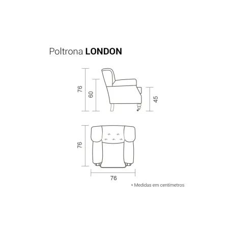 Poltrona London em Couro Legítimo | Design Compacto e Tachas