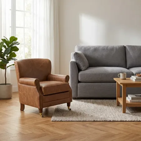 Poltrona Bristol em Couro Legítimo | Minimalismo Clássico