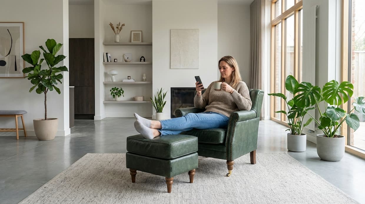 Poltrona London Verde com Puff